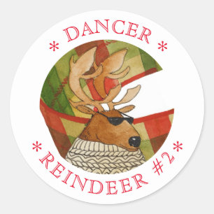 DANCER REINDER Grandes Pegatinas Redondos