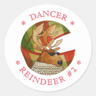 DANCER REINDER Pequeños Pegatinas Redondos