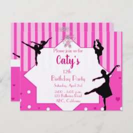 Dancing Ballerina silhouette Invitación de cumplea