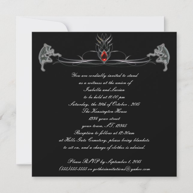 Dancing Demons Invitaciones a la Boda de Gótico co (Anverso)