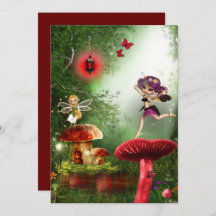 Dancing Garden Forest Pixy Fairies Blanc Card
