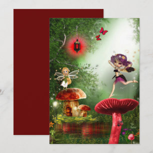 Dancing Garden Forest Pixy Fairies Blanc Card