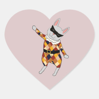 Dancing Harlequin Bunny Pegatinas