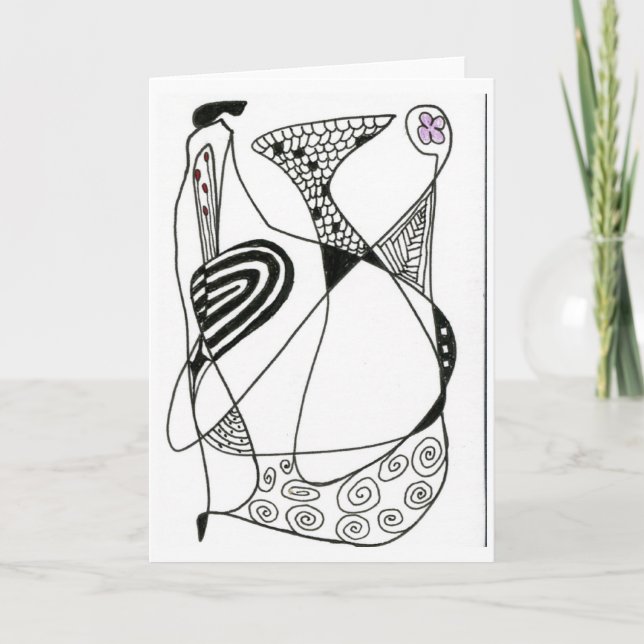 "Dancing Hen" Tarjeta de saludo de arte abstracta (Anverso)