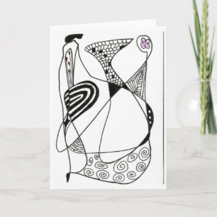 "Dancing Hen" Tarjeta de saludo de arte abstracta