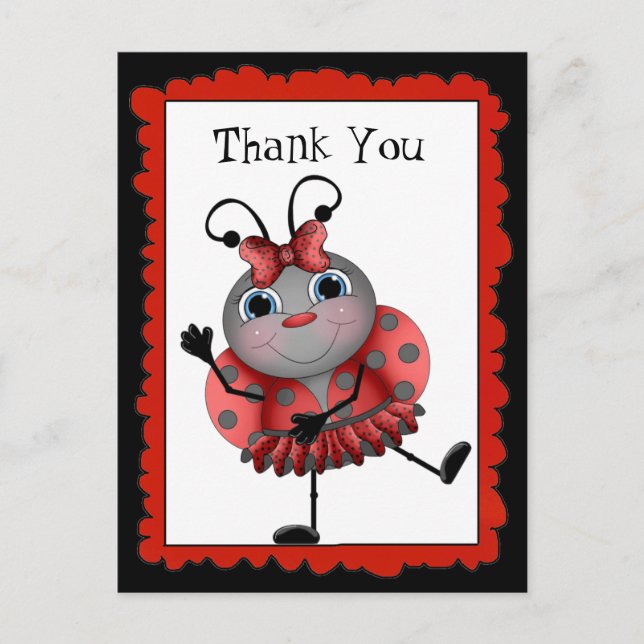 Dancing Ladybug gracias postal (Anverso)
