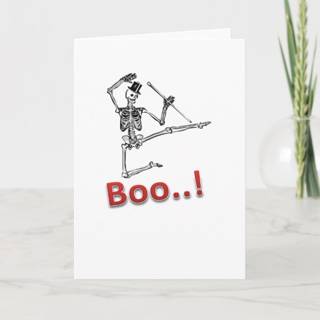 Dancing Skeleton graciosa tarjeta Fab de Halloween (Anverso)