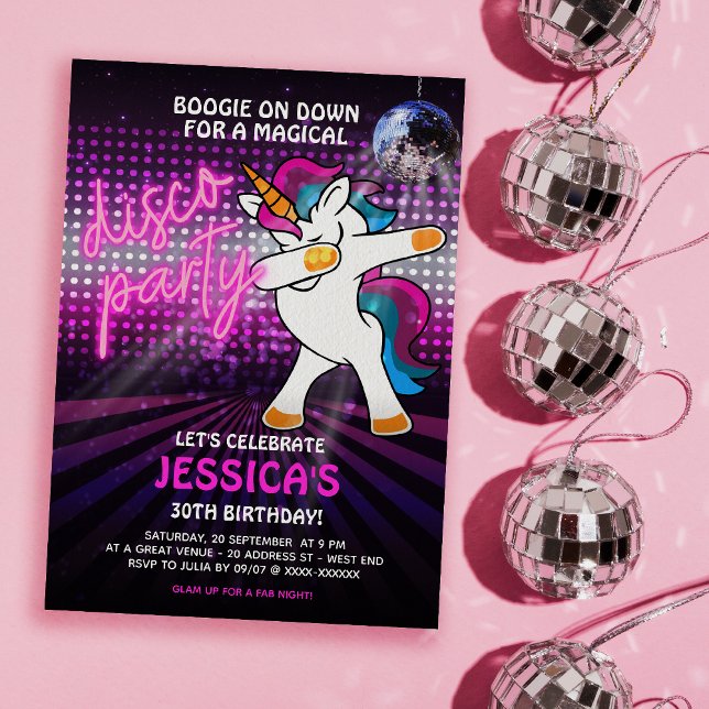 Dancing Unicorn Disco Party Invitación (Time to get your groove on with our out of sight, Dancing Unicorn Disco Party birthday )