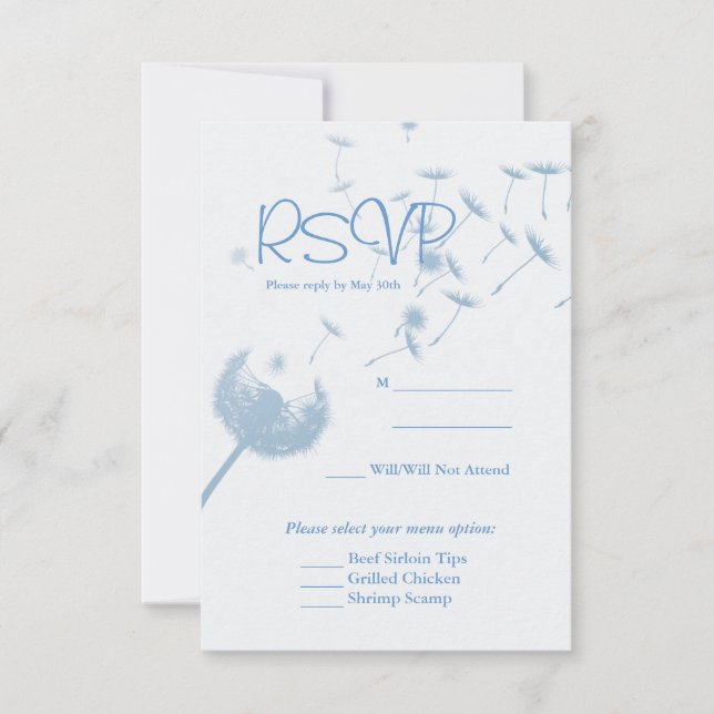 Dandelion desea Boda en la tarjeta suave Verde azu (Anverso)