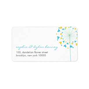Dandelions Love Cute Summer Boda Etiquetas de dire