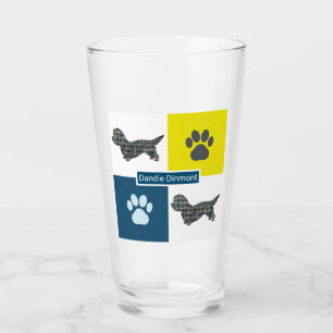 Dandie Dinmont Dog Silhouette & Paw Y&B Grid