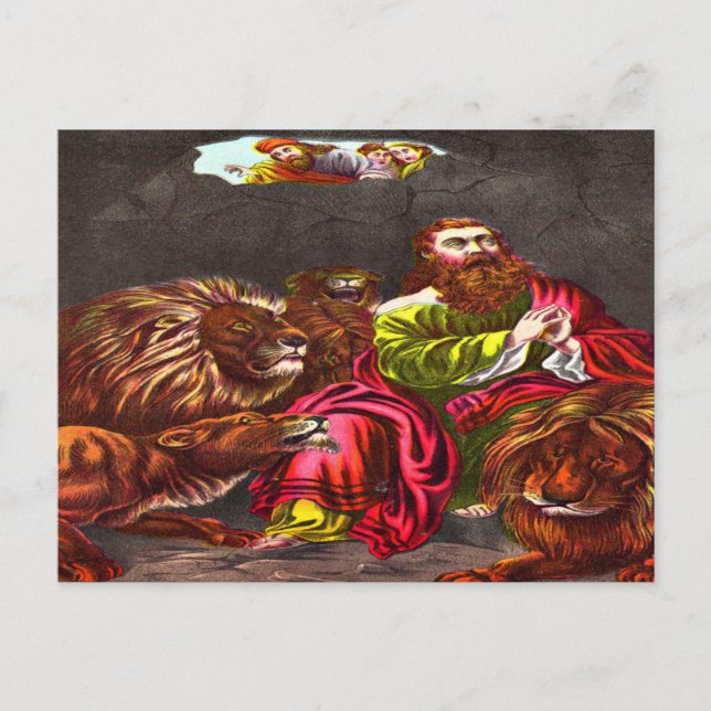 Daniel en la postal del león (Anverso)