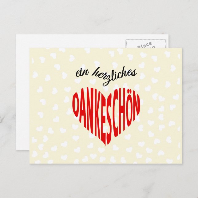 Dankeschon rojo heart gracias a la postal (Anverso / Reverso)