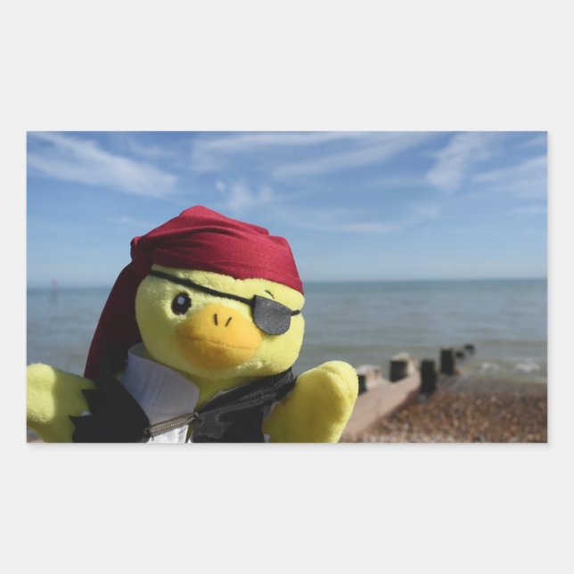 Danny Duck el Pegatina rectangular pirata (Anverso)