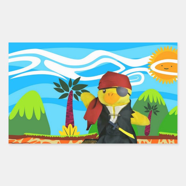 Danny Duck el Pegatina rectangular pirata (Anverso)