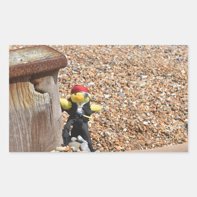 Danny Duck el Pegatina rectangular pirata (Anverso)