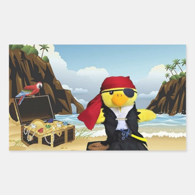 Danny Duck el Pegatina rectangular pirata (Anverso)