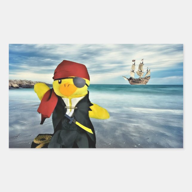Danny Duck el Pegatina rectangular pirata (Anverso)