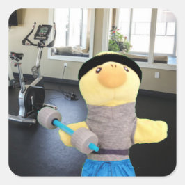 Danny Duck en el gimnasio Calcomanía cuadrada