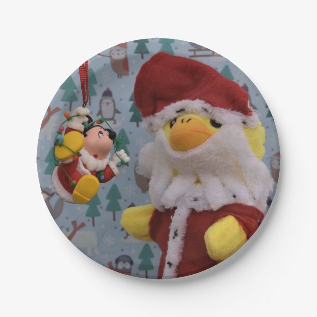 Danny Duck Papá Noel.   Platos de papel (Anverso)