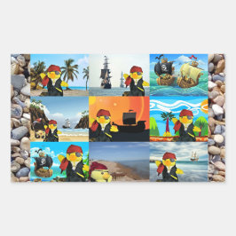 Danny Duck Pegatina rectangular del coraje pirata