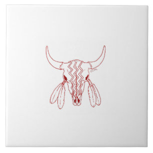 Danza del Fantasma Rojo Búfalo blanco azulejo gran