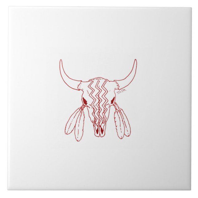 Danza del Fantasma Rojo Búfalo blanco azulejo gran (Frente)