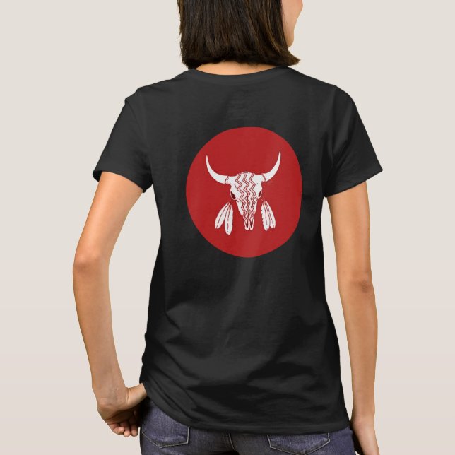 Danza del Fantasma Rojo círculo de búfalo camiseta (Reverso)