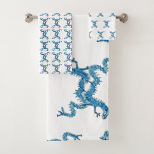 Danza Dragón azul chino conjunto de toallas de bañ