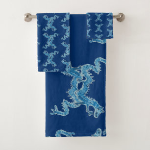 Danza Dragón azul chino conjunto de toallas de bañ
