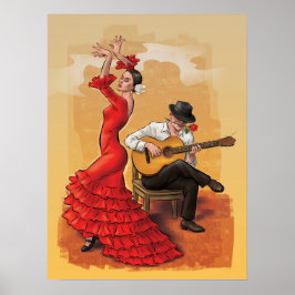Danza Flamenco - Poster de arte ilustrado (sin tex