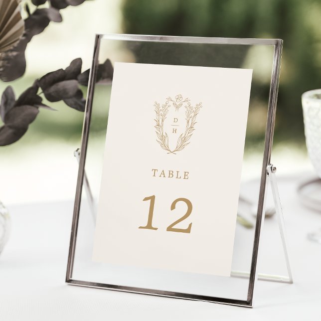 DAPHNE Elegante Cream Gold Boda números de mesa (DAPHNE Elegant Cream Gold Wedding Table Numbers)