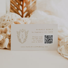 DAPHNE QR Código Cream Gold Boho Wedding Tarjetas 