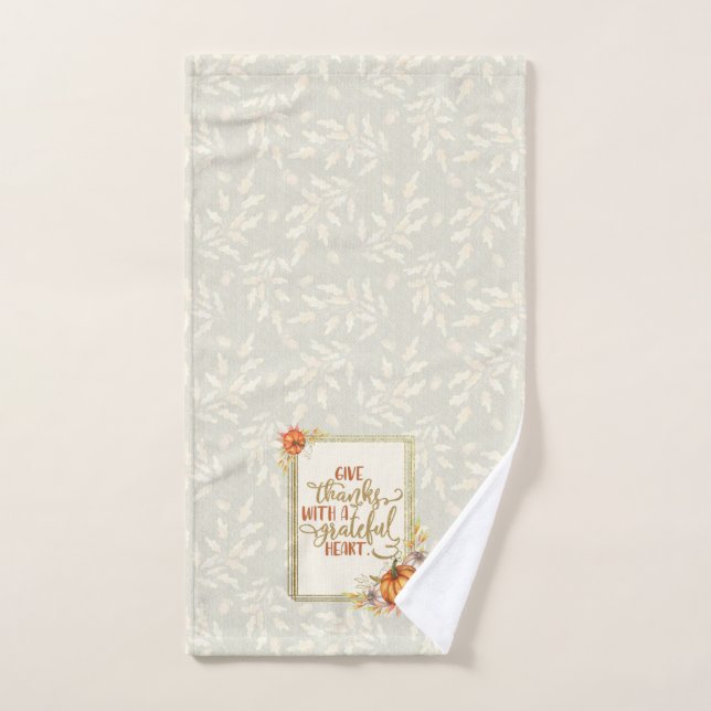 Dar las gracias marco de calabaza (Toalla de mano)