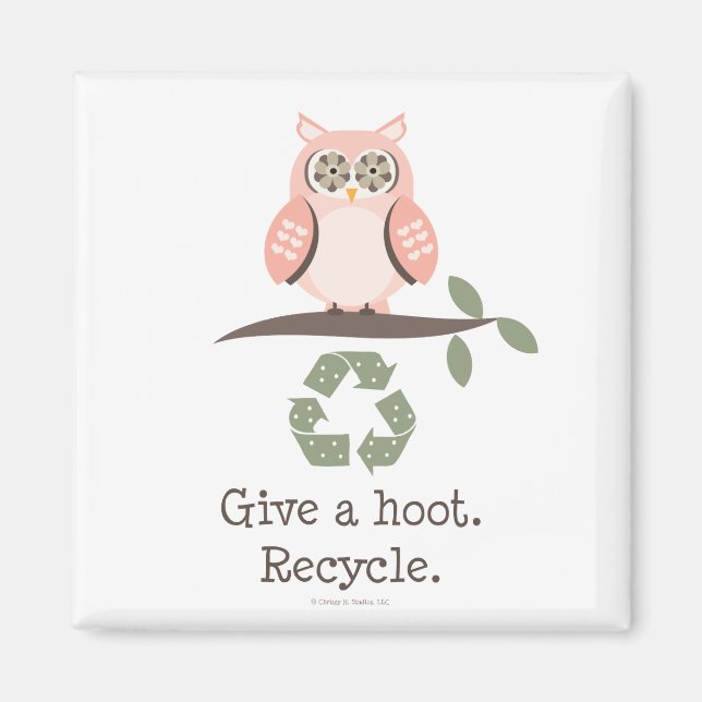 Dar Un Imán De Reciclaje De Hoot (Frente)