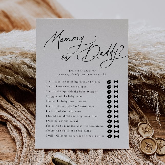 DARCY Adivina Quién es la tarjeta de juego de Baby (DARCY Guess Who Mommy Daddy Baby Shower Game Card)