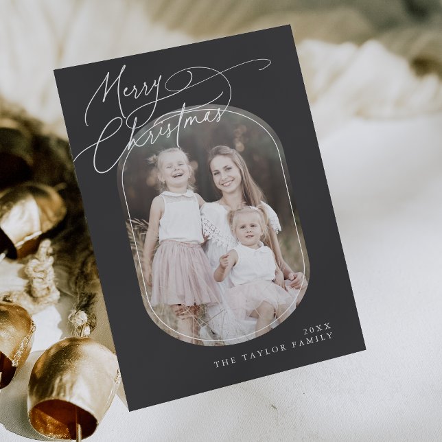 DARCY Gray Digital Boho Navidad foto (DARCY Gray Digital Boho Family Christmas Photo Holiday Card)