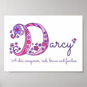 Darcy inicial D doodle nombre de arte
