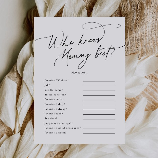 DARCY quien conoce a mi mejor tarjeta de juego de  (DARCY Who Knows Mommy Best Baby Shower Game Card)