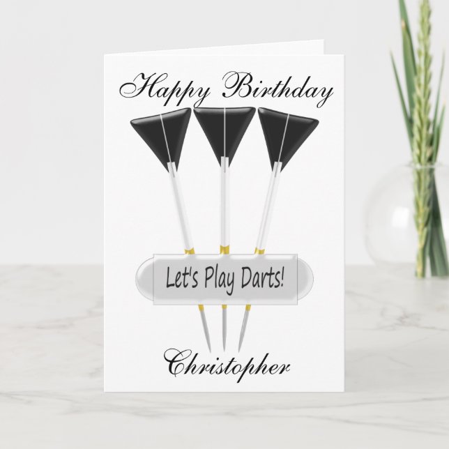 Dardos Diseño Tarjeta de Cumpleaños Imprimir o Des (Anverso)