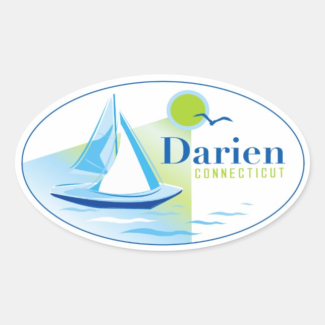 Darien, CT, Pegatina del barco de vela (Anverso)
