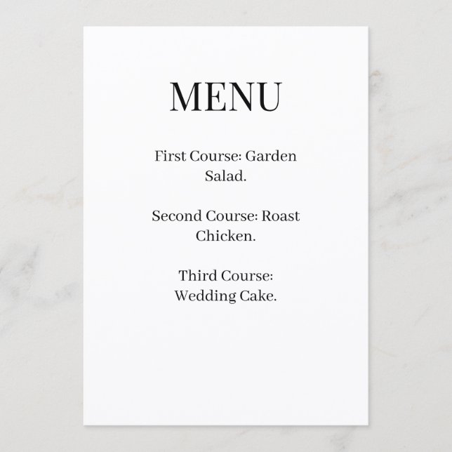 Dark Academia Goth Wedding Menu (Anverso)