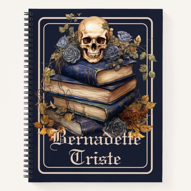 Dark Academia Skull Libro Sentimiento de nombre es (Anverso)
