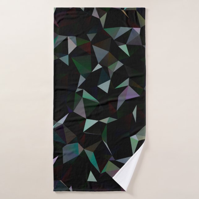 Dark Black triangle mosaic pattern. Geometric illu (Toalla de baño)