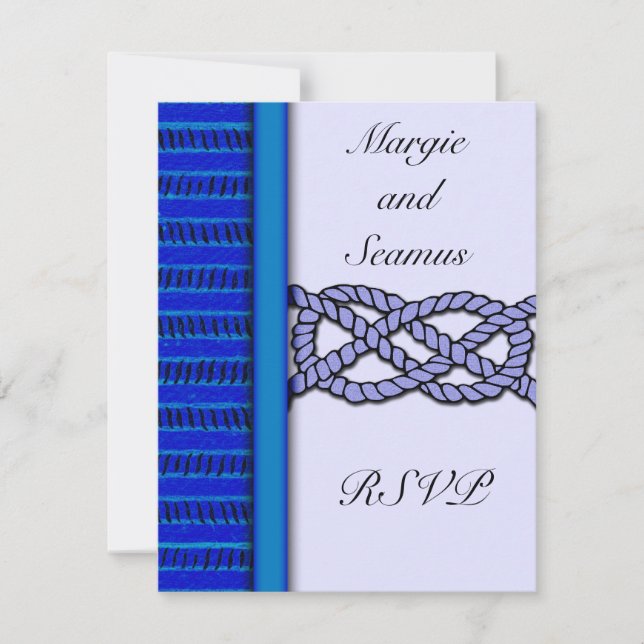 Dark Blue Knoted Nautical Wedding RSVP (Anverso)