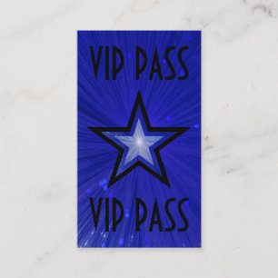 Dark Blue Star 'VIP PASS' tarjeta de visita negra
