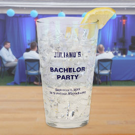 Dark Blue Text Bachelor Party Glass Cup