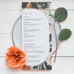 Dark Boho Floral | Menú Boda<br><div class="desc">Bonitas tarjetas a la carta para complementar los ajustes de la mesa en el boda o el próximo fiesta. La magia pura abunda en esta paleta de colores florales e inspirados en el boho. Un naranja anticuado y suave toma la iniciativa mientras que los tonos soleados se unen de una...</div>