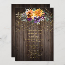 Dark Brown Barnboard String Lights Sunflowers