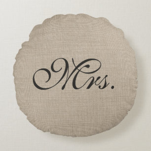 Dark Brown Sra. Burlap Cojín decorativo